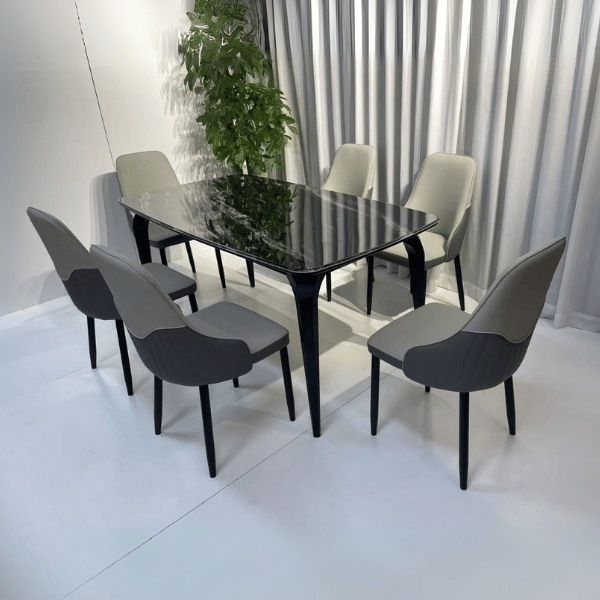 ชุดโต๊ะอาหาร 6 ที่นั่ง WISDOM DESIGN FURNITURE รุ่น JACINE 160 ซม. สีดำ